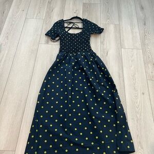 Elegant Black and Yellow Polka Dot Dress